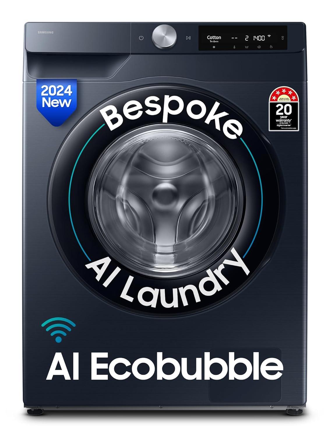 Samsung 12 kg 5star AI Ecobubble Super Speed Wi Fi Hygiene Steam with Inbuilt Heater Digital Inverter Fully Automatic Front...