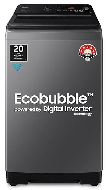 Samsung 8 Kg 5 star Ecobubble Wi Fi Inverter Fully Automatic Top Load Washing Machine WA80BG4542BDTL Versailles Gray Bubble...