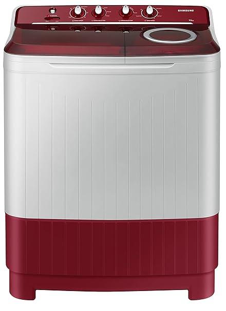 Samsung 7.5 Kg Inverter 5 Star Top Load Washing Machine WT75B3200RR TL Light Grey Red Base Air turbo drying