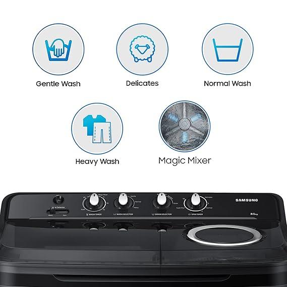 Samsung 8.5 Kg 5 Star Semi Automatic Top Load Washing Machine WT85B4200GD TL DARK GRAY