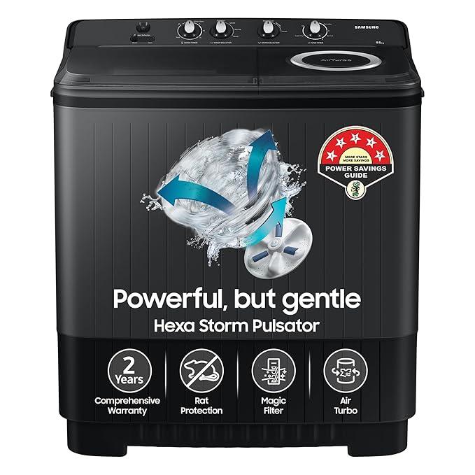 Samsung 9 Kg 5 Star Semi Automatic Top Load Washing Machine Appliance WT90B3560RB TL DARK GRAY
