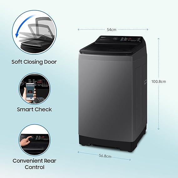 Samsung 9 Kg 5 Star Wi Fi Enabled Inverter Fully Automatic Top Loading Washing Machine WA90BG4582BDTL Versailles Gray In...
