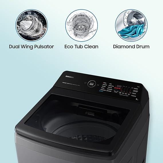 Samsung 9 Kg 5 Star Wi Fi Enabled Inverter Fully Automatic Top Loading Washing Machine WA90BG4582BDTL Versailles Gray In...